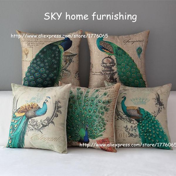 

cushion/decorative pillow 45*45 factory wholesale professional custom-made cushion cotton and linen hold coat peacock crown style design
