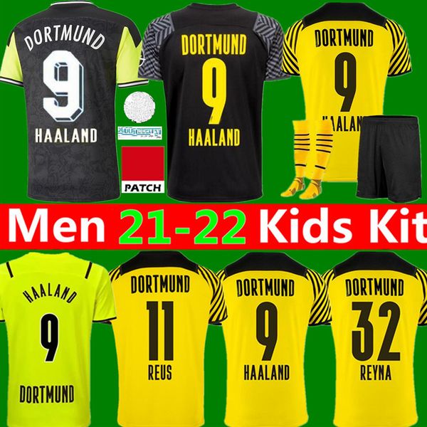 

21 22 HAALAND SANCHO DORTMUNDS BORUSSIAS BELLINGHAM soccer Jerseys BVB 2021 fourth 4th REYNA GUERREIRO REUS NEONGELB 2022 football shirt men, Black;yellow