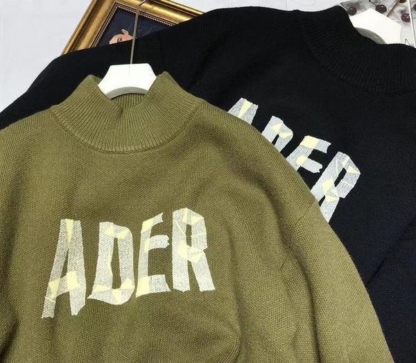 

men's sweaters ader error sweater men women 1:1 loose tide brand origami logo mock neck wool, White;black