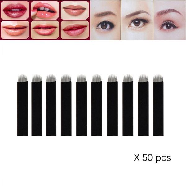 

tattoo needles 50pc 20mm beauty girl professional u shape 16 microblading eyebrow permanent makeup manual stainless steel