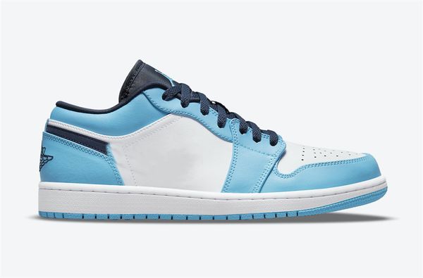 

jumpman 1 low unc black toe basketball shoes mens 1s white university blue sports sneakers size ship with