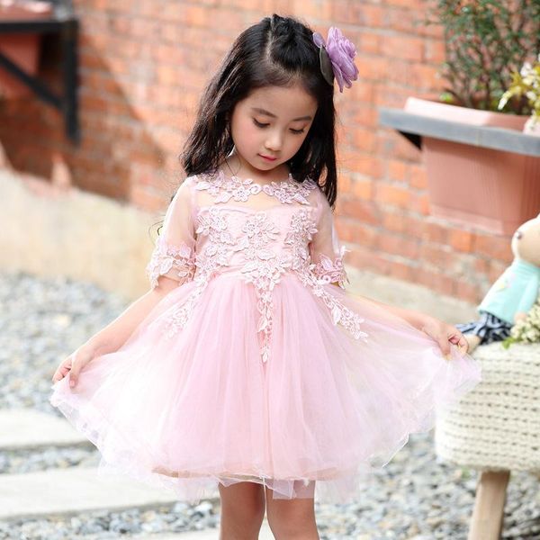 

girl's dresses baby girl lace half sleeve cute princess dress 2021 brand kids girls for dancing children clothing gdr357, Red;yellow