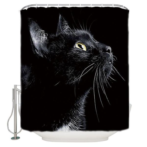 

shower curtains the black cat curtain waterproof polyester with 12 hooks