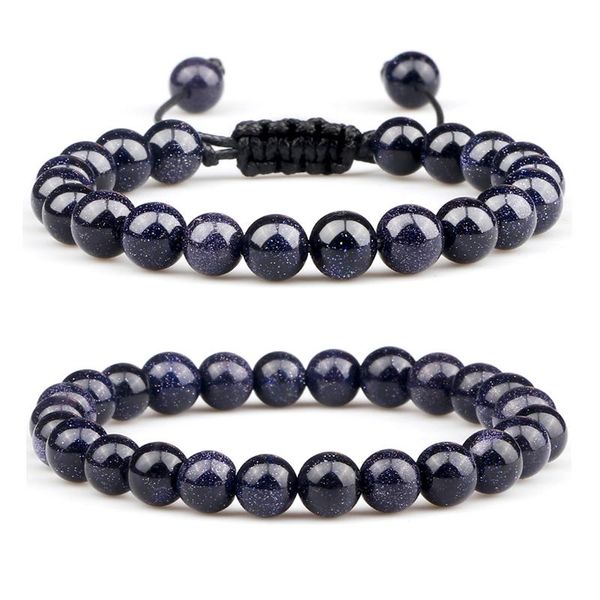 

beaded, strands fashion jewelry handmade adjustable beads bracelets 8mm natural stone braided string bangle for women men friend gifts, Black