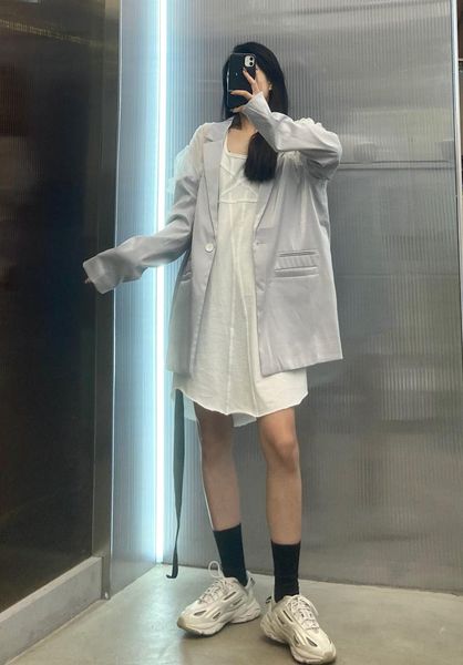 

women's suits & blazers 2021 autumn women mesh patchwork blazer jacket for ladies loose overcoat ddxgz2 7.07, White;black