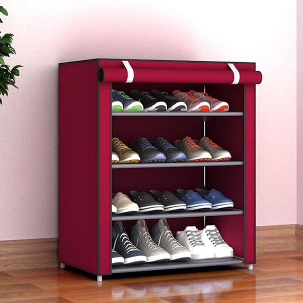 

clothing & wardrobe storage 5 layer diy large capacity shoe rack non-woven standing prevent dust organizer shoes cabinet home furniture