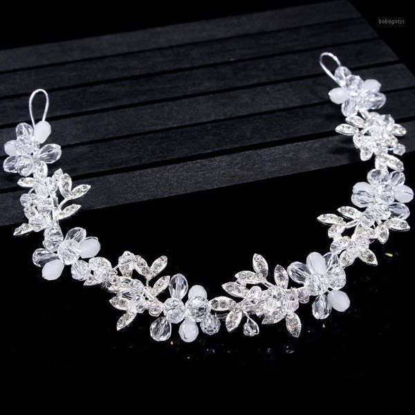 

silver wedding bridal headband crystal hair accessories 2021 piece1
