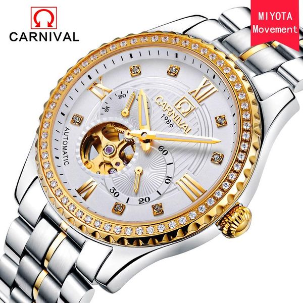 

wristwatches carnival luxury imported movement miyotao 8n24 mechanical watch men's luminous stainless steel sapphire automatic watches, Slivery;brown