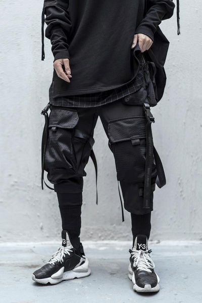 

men's pants shzq techwear cargo men black japanese streetwear jogger