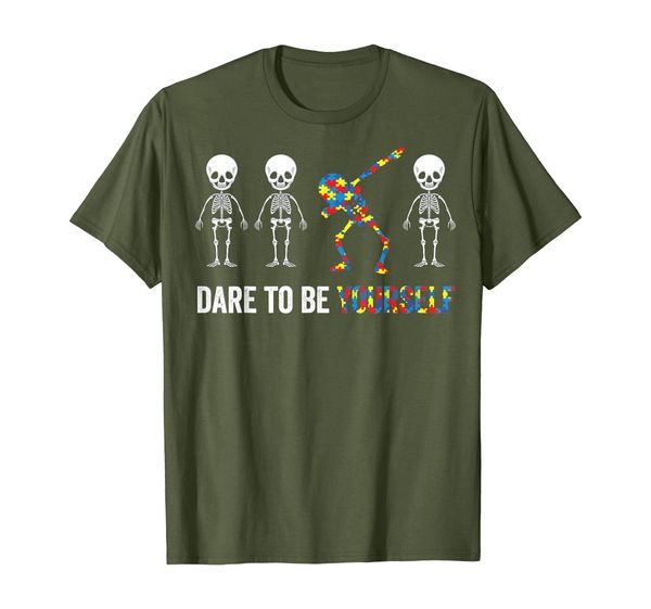 

Autism Awareness Skeleton Dabbing Dare To Be Yourself Tshirt, Mainly pictures