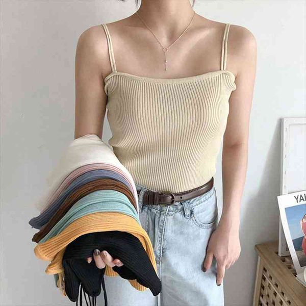 

spring and summer bottoming viscose women cami knitted camisole students slim solid color inside, White