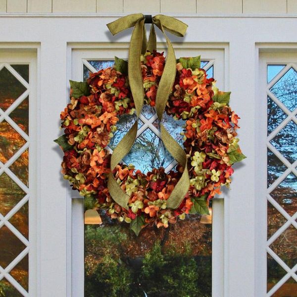 

decorative flowers & wreaths autumn wreath decoration with bow festival celebration artificial harvest door ornament