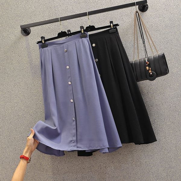 

casual portrait plus size high waist of women spring loosens a word elastic skirt solid color mujer faldas k648 1qw9, Black