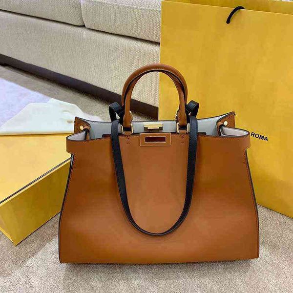 

bag lager capacity tote calfskin shoulder two handle handbag interior zip pocket classic genuine leather gold hardware vintage yyds w4kh