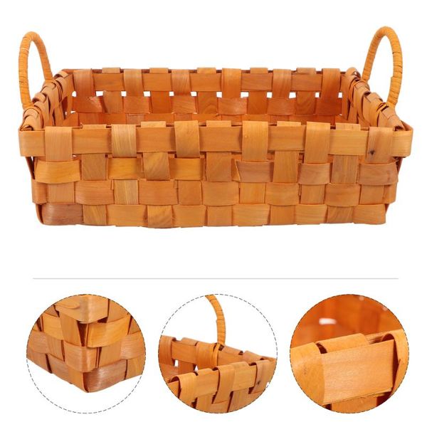 

storage baskets 1pc delicate wood woven basket fruit bread holder