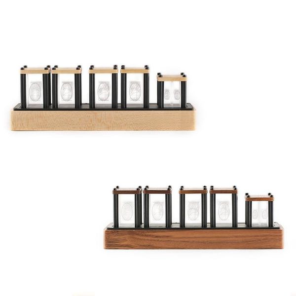 

desk & table clocks rgb imitated glow tube clock creative led electronic digital solid wood ornaments fluorescent