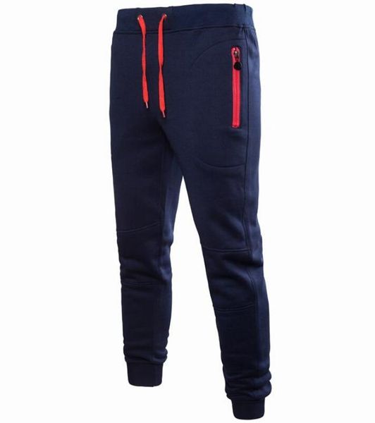 

men's pants zipper sweatpant long drawstring casual trousers with pockets autumn winter cotton pant, Black