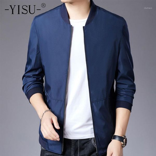 

men's jackets yisu 2021 autumn winter solid color baseball collar fashion casual slim all-match simplicity men jacket, Black;brown