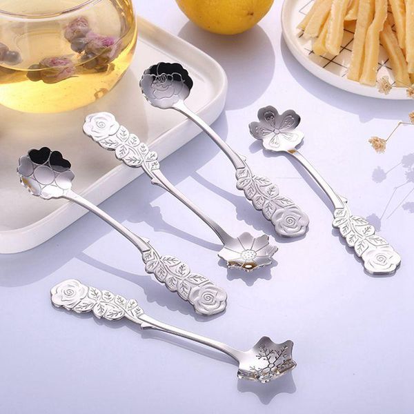 

spoons 2021 style stainless steel spoon dessert minimalist carved small a variety of scenarios