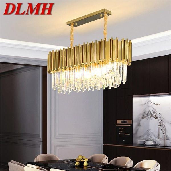 

chandeliers dlmh gold chandelier crystal rectangle pendant lamp postmodern led light fixture for home living dining room