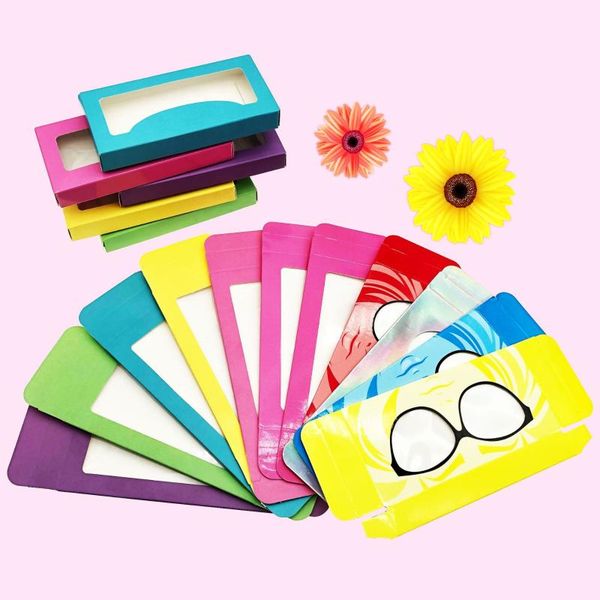 

false eyelashes wholesale paper eyelash packaging box lash package custom logo mink glasses holographic phone shape boxes