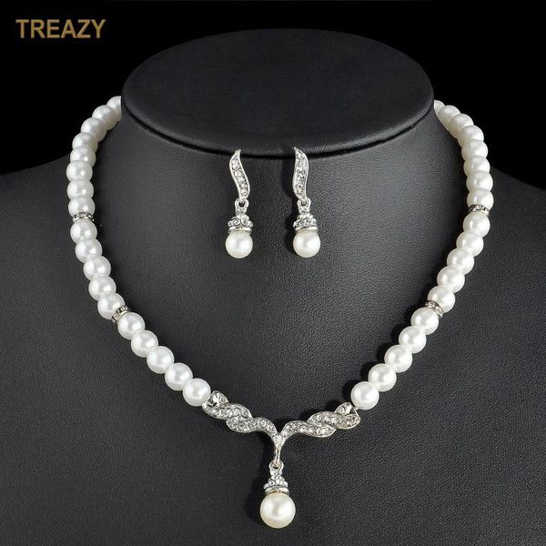 

wedding jewelry sets elegant simulated pearl bridesmaid bridal set angel wing shape necklace earrings for women, Slivery;golden