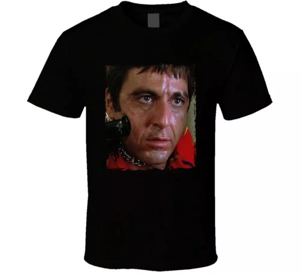 

al pacina scarface tony montana film fan t shirt, White;black