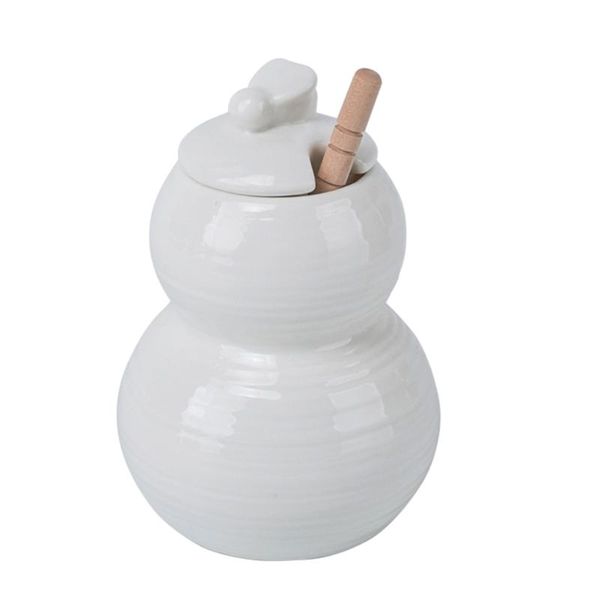 

spoons 1pc ceramic honey jar container storage for kitchen (white)