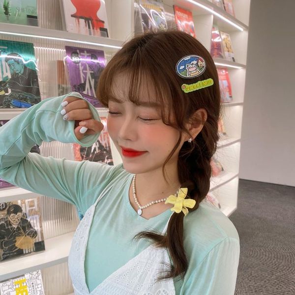 

3pcs/set girls cute bow cartoon acrylic hairpins kids sweet hair clips barrettes headband scrunchie fashion accessories, Slivery;white