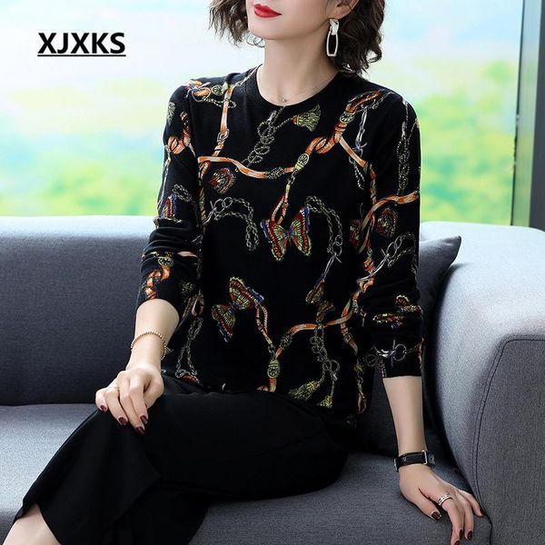 

autumn winter high-end printed women sweater comfortable wool knitted pullover women's sweaters, White;black