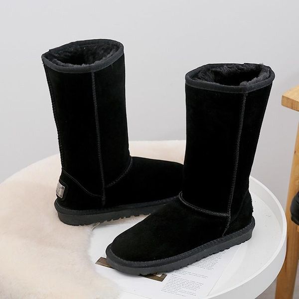 

boots short plush warm snow 2022 winter platform flats designer casual dress women botas lady suede mid-calf fur shoes mujer, Black