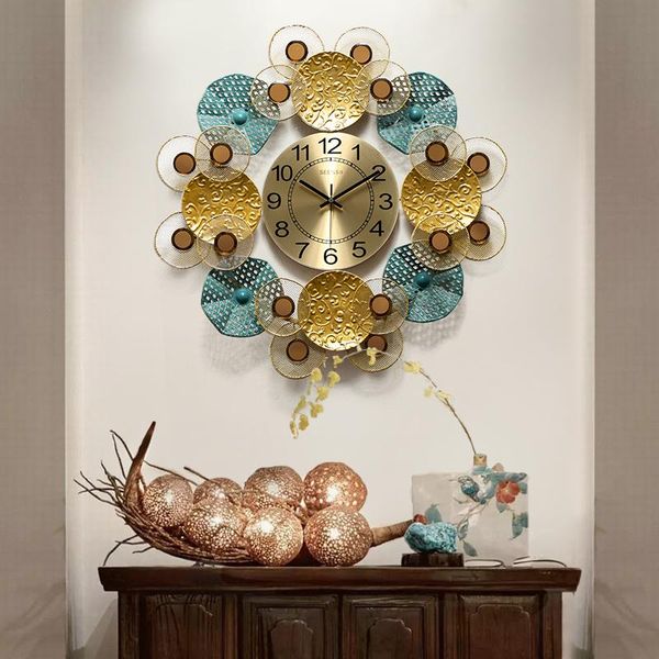

wall clocks american luxury wrought iron clock hangings home livingroom mute mural decoration el sticker crafts
