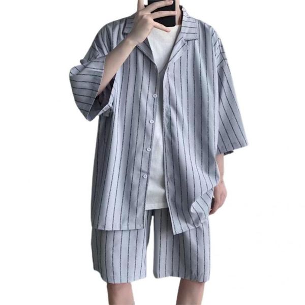 

men's tracksuits loose design simple men coat short pants suit two pieces shorts all-match for party, Gray