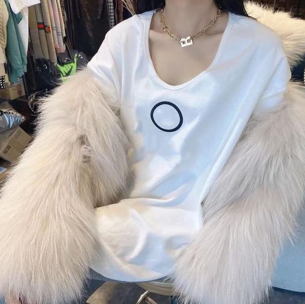 

spring summer 2021 women's tees, fashion , loose cotton ms t-shirt, personality slits long sleeves ,suitable for wearing inside and ou, White
