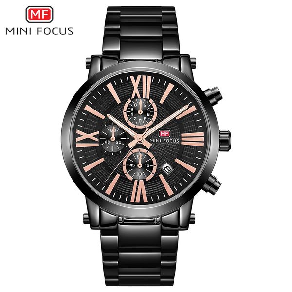

mini focus watches mf0219g large dial roman scale watch waterproof luminous stainless steel watches men wrist calendar relojes hombre jam ta, Slivery;brown