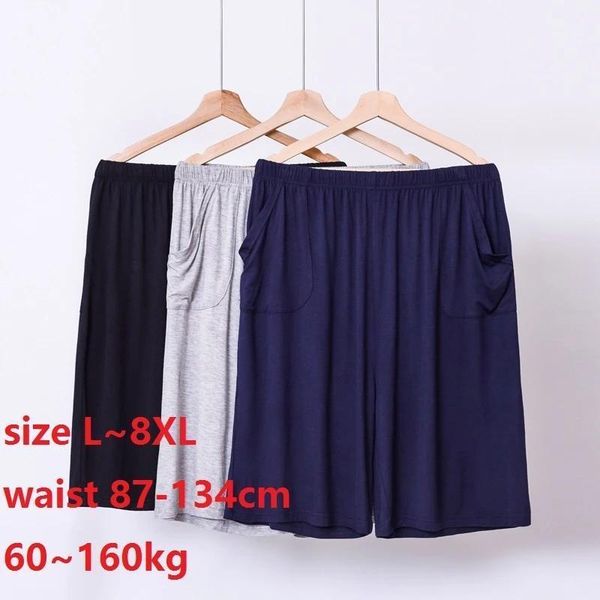 

summer men shorts big size 7xl 8xl 150kg loose casual home wear modal large sleepwear stretch comfortable soft breathable men's, White;black