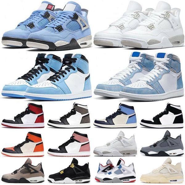 

jumpman 1s 1 sail black cat 4 4s basketball shoes bred banned men women university blue chicago obsidian unc fearless bloodline sneakers