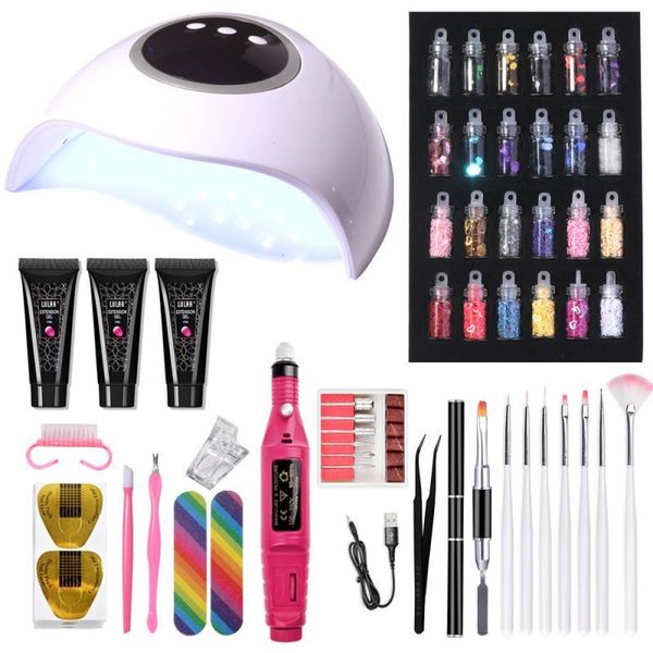

lamp for nail art sequins colors uvgel polish kit manicure machine set base varnish semi permanant uv kits