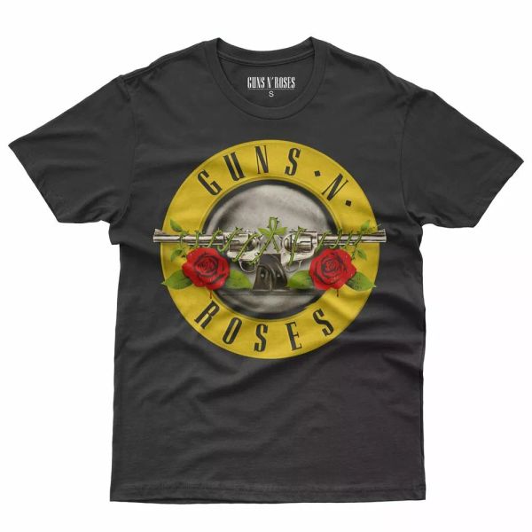

guns n 'roses classic bullet logo t-shirt official licensed, White;black