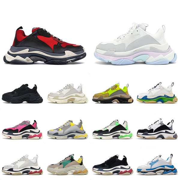 

fashion women men triple s sneakers casual dad designer shoes clear sole platform 17fw paris white black vintage old crystal bottom og sport