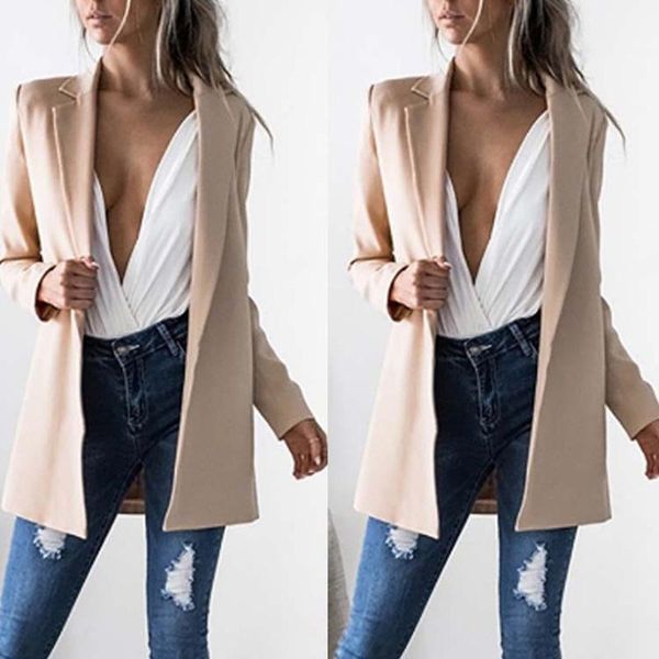 

women's suits & blazers coats ladies long sleeve cardigan casual blazer suit outwear twill and jackets women, White;black