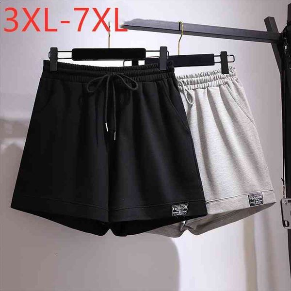 

summer plus size clothing womens short large loose cotton black gray wide leg pocket belt, White;black