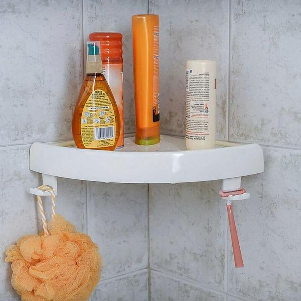 

corner bathroom shelf storage shampoo holder kitchen rack up wall organizer snap shelves h1g4