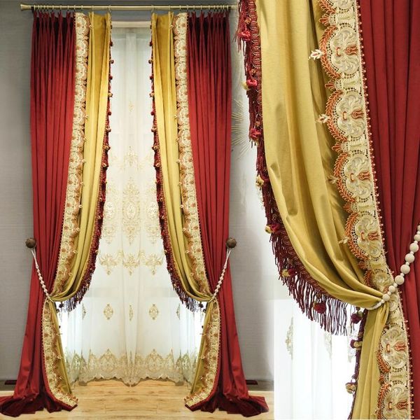 

high grade light luxury flannel curtain living room bedroom shade fabric window screen embroidery & drapes