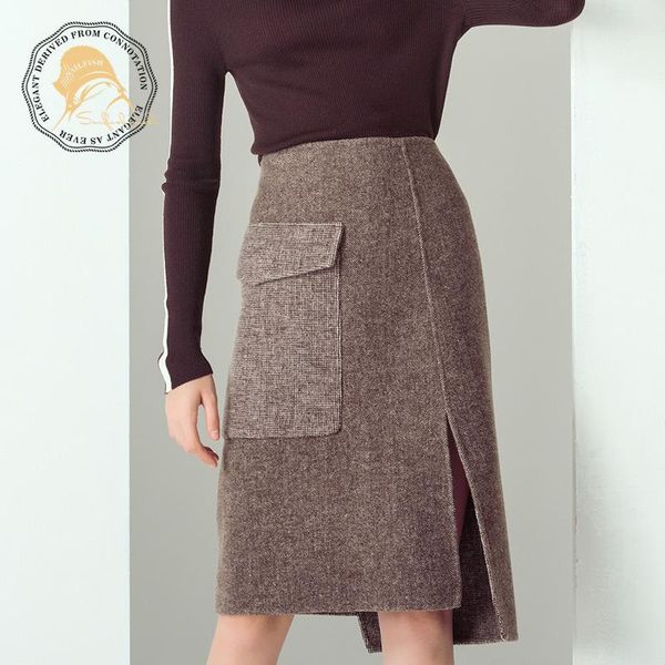 

not fire first sail swordfish brand 2021 autumn/winter wool skirts double-sided skirt girl, Black