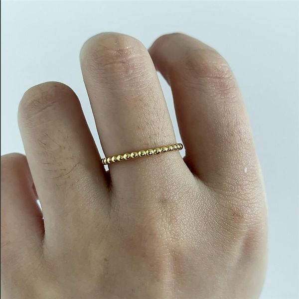 

wedding rings minimalist female thin engagement ring vintage fashion gold color small round bead for women men boho jewelry, Slivery;golden