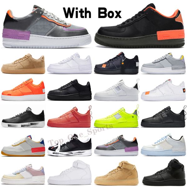 

1 utility classic black white men women run shoes one sports skateboard high low cut wheat trainers sneakers size 36-45