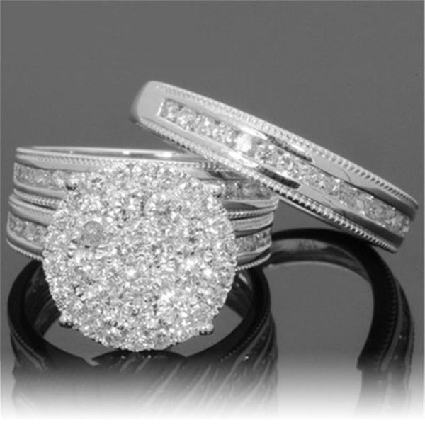 

wedding rings vagzeb female big zircon ring set crystal silver color gold bridal jewelry promise engagement, Slivery;golden