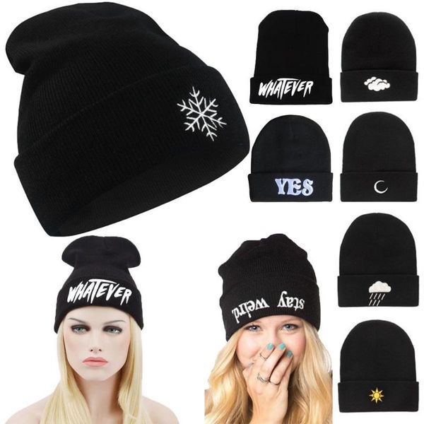 

cycling caps & masks ladies casual cap woman/men knitted beanies winter autumn hats female beanie warmer bonnet, Black