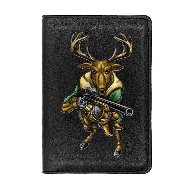 

card holders funny elk printing passport cover holder id case travel leather wallet, Brown;gray